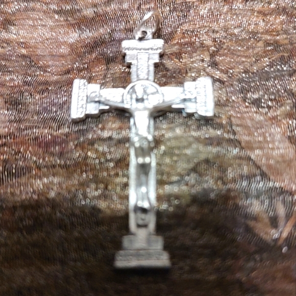 ▫️✝️▫️Beautiful Vintage Deadstock Ornate Silver Metal Crucifix Cross Pendant - Picture 14 of 15